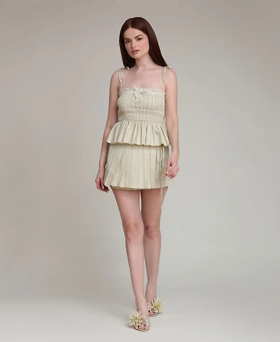 Avec Les Filles Women's Pleated Wrap Mini Skirt