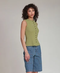Avec Les Filles Women's Button-Front Tank Top