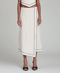 Avec Les Filles Women's Asymmetric Faux Wrap Midi Skirt