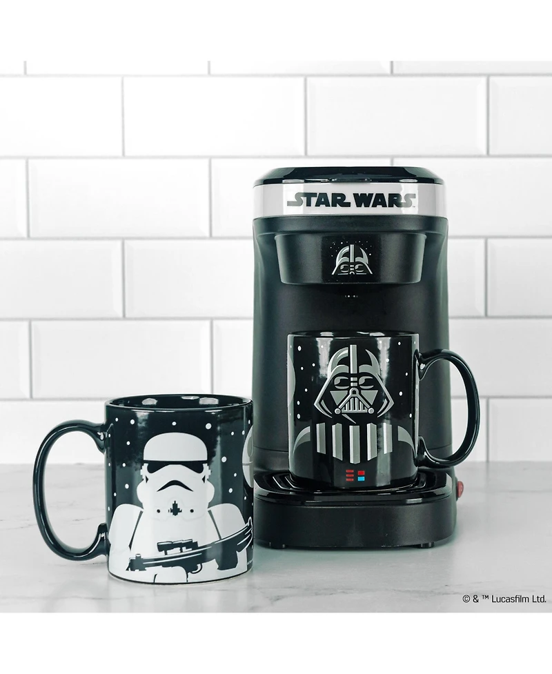 Uncanny Brands Star Wars Darth Vader and Stormtrooper Single Cup Coffee Maker Gift Set with 2 Mugs - Kitchen Appliance
