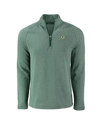 Cutter & Buck Men's Heather Green Bay Packers Peshastin Eco Fleece Tri-Blend Raglan Quarter-Zip Jacket