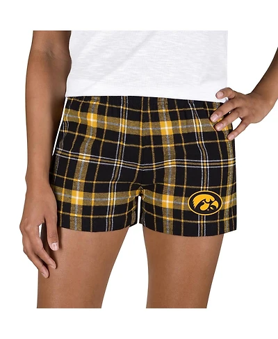 Concepts Sport Women's Black/Gold Iowa Hawkeyes Ultimate Flannel Shorts