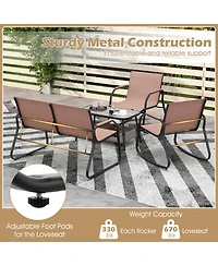 Costway 8 Pieces Patio Furniture Set with 4 Rocking Bistro Chairs 2-Tier Coffee Table