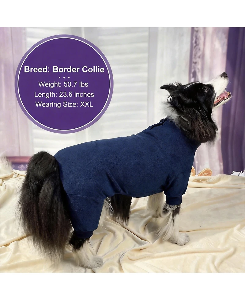 Aronkl Dog Fleece Pajamas with High Collar for Warmth and Comfort
