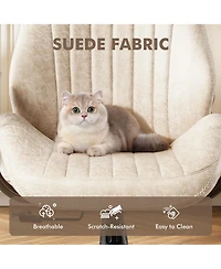 Xizzi High Back Ergonomic Office Chair, Swivel Suede Desk Chair with Lumbar Support, Height Adjustable Modern Executive Computer