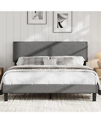 Gaomon Upholstered Bed Frame With Headboard Modern Platform Bed With Wooden Slats Support Noise Free Twin Platform Beds For Bedroom
