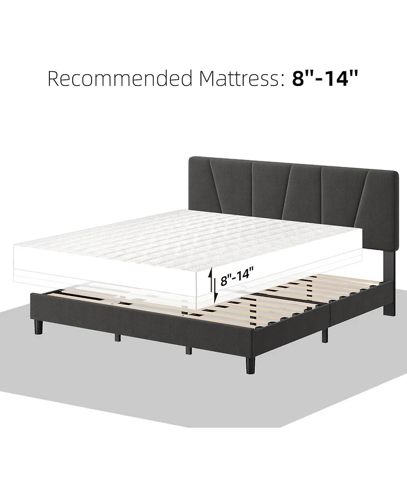 gaomon Platform Bed Frame with Adjustable Headboard - Strong Wooden Slats & Metal Legs, No Box Spring Needed, Noise-Free, Easy Assembly