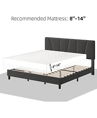 gaomon Platform Bed Frame with Adjustable Headboard - Strong Wooden Slats & Metal Legs, No Box Spring Needed, Noise-Free, Easy Assembly