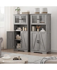 gaomon Tall Bathroom Cabinet, 50" Storage Cabinet with 4 Doors and Adjustable Shelves, Freestanding Modern Cupboard for Kitchen, Pantry, Living R