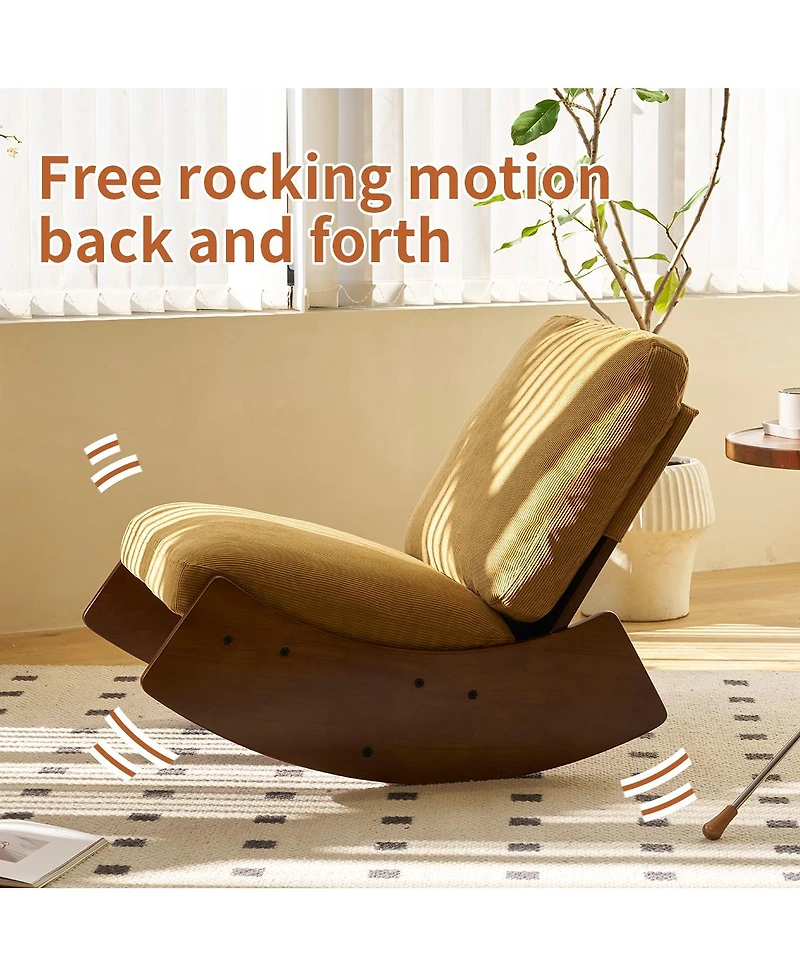 Flynama Corduroy-Wood Comfortable Glider Rocking Chair Furniture