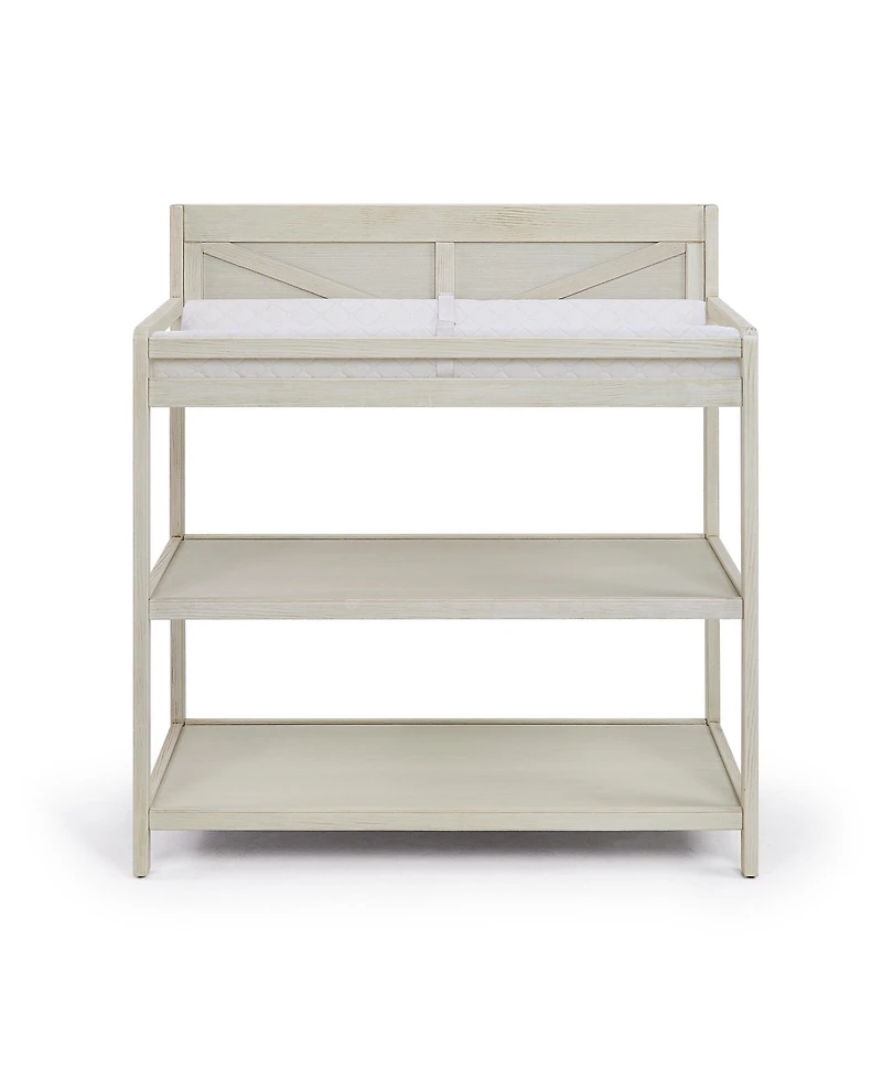 flynama Modern Changing Table in Washed Gray with Two Shelves and Four Side Safety Rails, Jpma Certified