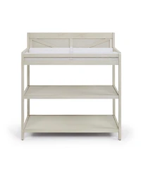 flynama Modern Changing Table in Washed Gray with Two Shelves and Four Side Safety Rails, Jpma Certified