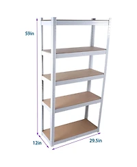 Rainsken Metal Shelving Unit, 5 Tier Adjustable Storage Rack, Heavy Duty Shelves for Warehouse, Basement and Pantry