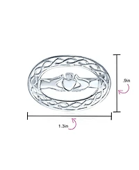 Bling Jewelry Celtic Love Knot Large Oval Claddagh Design Scarf Brooch Pin .925