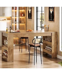 Tribesigns 63 Inch Counter Height Bar Table with Storage Shelves, Farmhouse High Top Pub