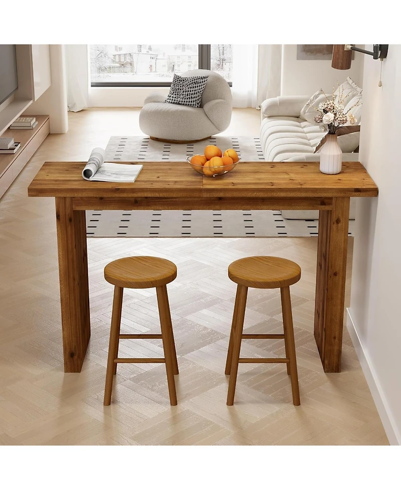 Tribesigns 63'' Solid Wood Bar Table, Rectangular High Top Kitchen Dining Bar Height Tables, Industrial Counter Height Pub Table