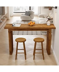 Tribesigns 63'' Solid Wood Bar Table, Rectangular High Top Kitchen Dining Bar Height Tables, Industrial Counter Height Pub Table