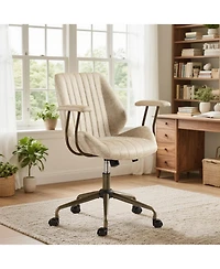 Xizzi Mid Back Ergonomic Office Chair, Swivel Suede Desk Chair with Lumbar Support, Height Adjustable Modern Executive Computer