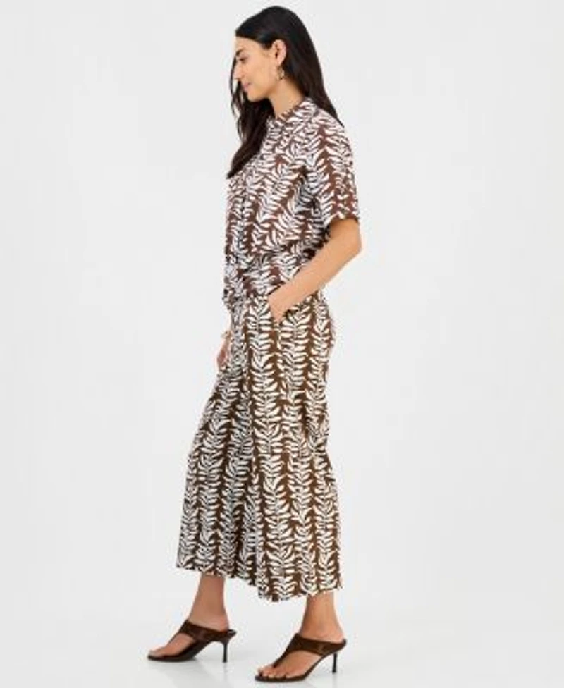 I.N.C. International Concepts Petite Printed Twist Hem Top Wide Leg Pants Macys Exclusive