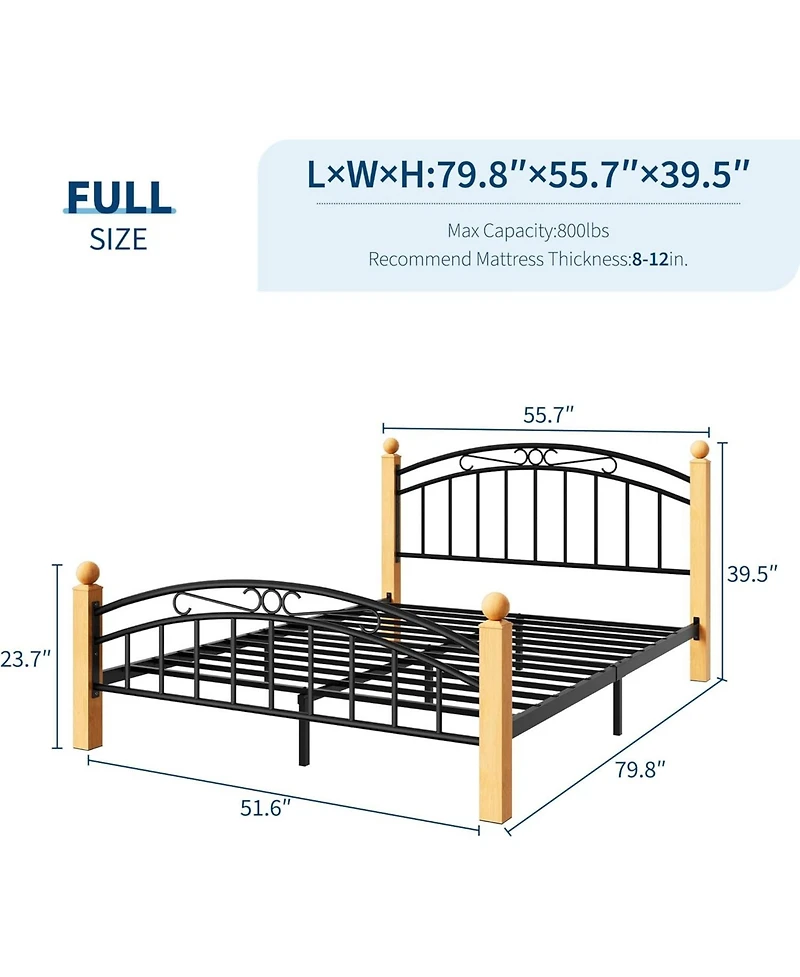 gaomon Bed Frame with Headboard, Platform Bed Frame Wooden Slat Support, No Box Spring Needed, Noise Free Sleep, Underbed Storage Space