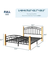gaomon Bed Frame with Headboard, Platform Bed Frame Wooden Slat Support, No Box Spring Needed, Noise Free Sleep, Underbed Storage Space