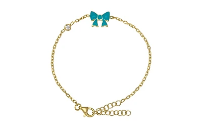 Lily Nily Enamel Bow & Cubic Zirconia Station Chain Link Bracelet