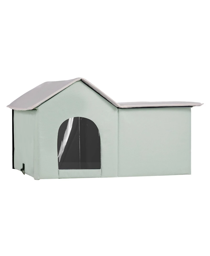 Aostirmotor Heated Cat House, Foldable Kitty Shelter with Warm Heated Pad for Outdoor & Indoor Use