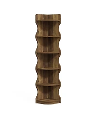 Tribesigns Modern 6-Tier Corner Shelf, 71'' Wavy Wall Corner Bookshelf, Unique Curvy Shape Corner Shelves Stand Plant Stand Display Rack