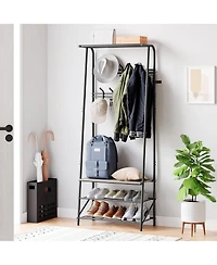 gaomon Hall Tree 4-In-1 Entryway Coat Rack with 5 Hooks and Shoe Storage Bench