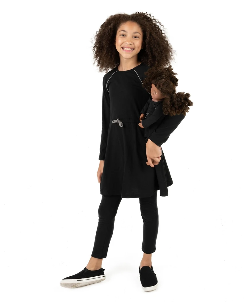 Leveret Girls Matching Girl & Doll Drawstring Cinch-Waist Long Sleeve Dress