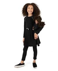 Leveret Girls Matching Girl & Doll Drawstring Cinch-Waist Long Sleeve Dress