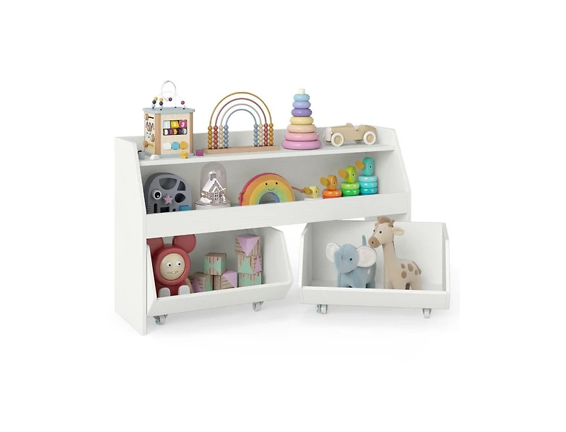 Slickblue Wooden Kids Bookcase and Toy Organizer with 2 Drawers