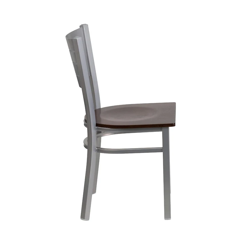 Emma+Oliver 2 Pack Silver Slat Back Metal Restaurant Chair