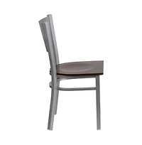 Emma+Oliver 2 Pack Silver Slat Back Metal Restaurant Chair