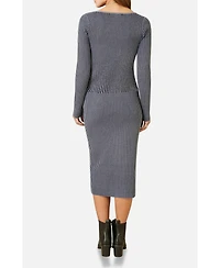 Yumi Women's Sweetheart-Neck Fitted Ribbed Knit Top