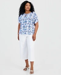 Jm Collection Plus Luca Paisley Keyhole Dolman-Sleeve Top, Macy's Exclusive