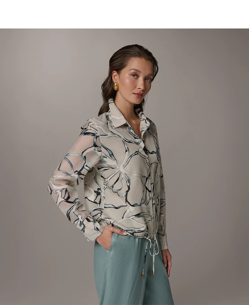 Donna Karan New York Women's Long-Sleeve Printed Shirt