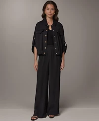 Donna Karan New York Women's Collared Neck Buton-Front Shirt Jacket