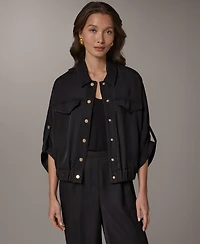 Donna Karan New York Women's Collared Neck Buton-Front Shirt Jacket