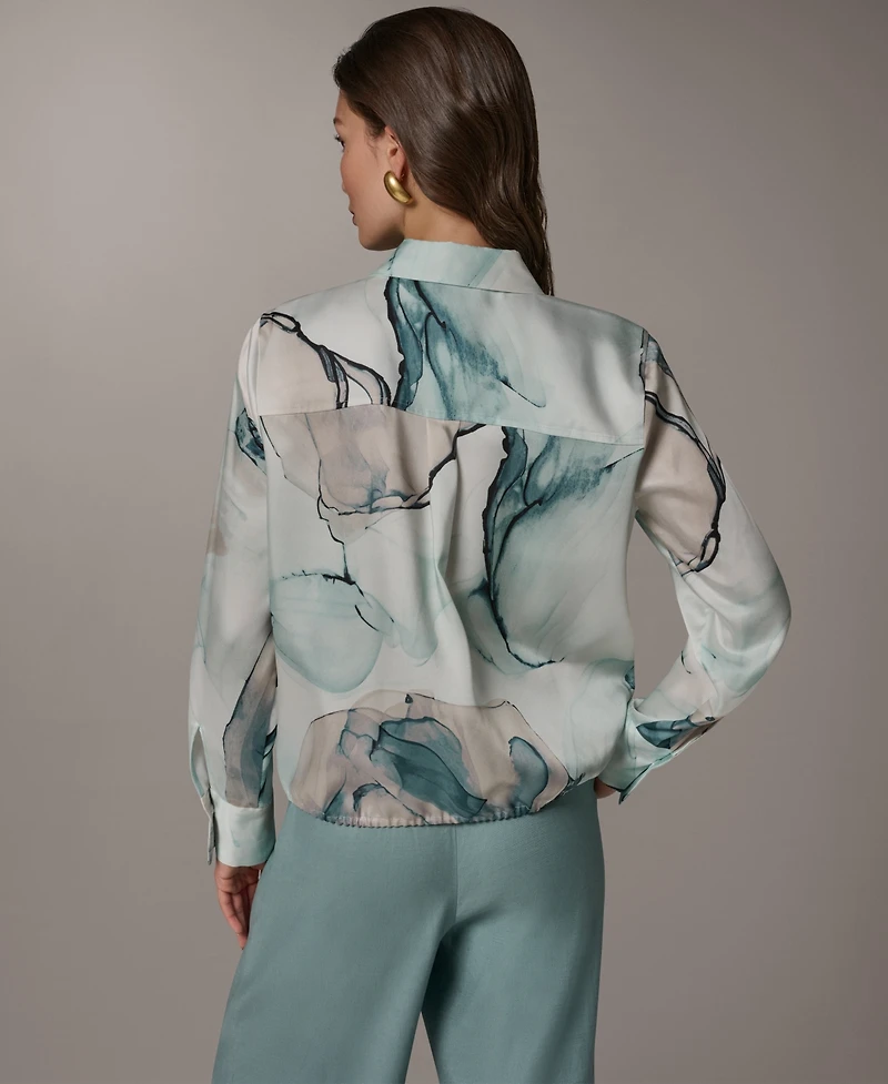 Donna Karan New York Women's Long-Sleeve Collared Neck Shirt