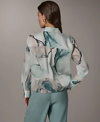 Donna Karan New York Women's Long-Sleeve Collared Neck Shirt