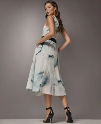 Donna Karan New York Women's Printed V-Neck Midi Dress