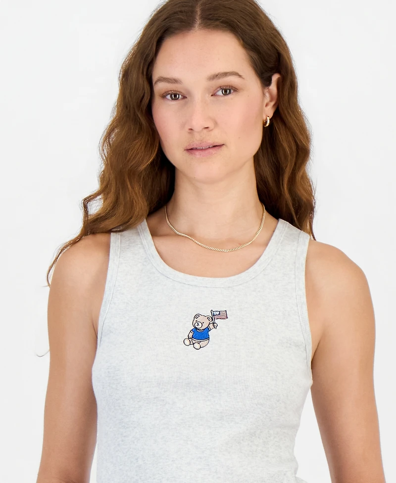 Hippie Rose Juniors' Embroidered Ribbed Tank