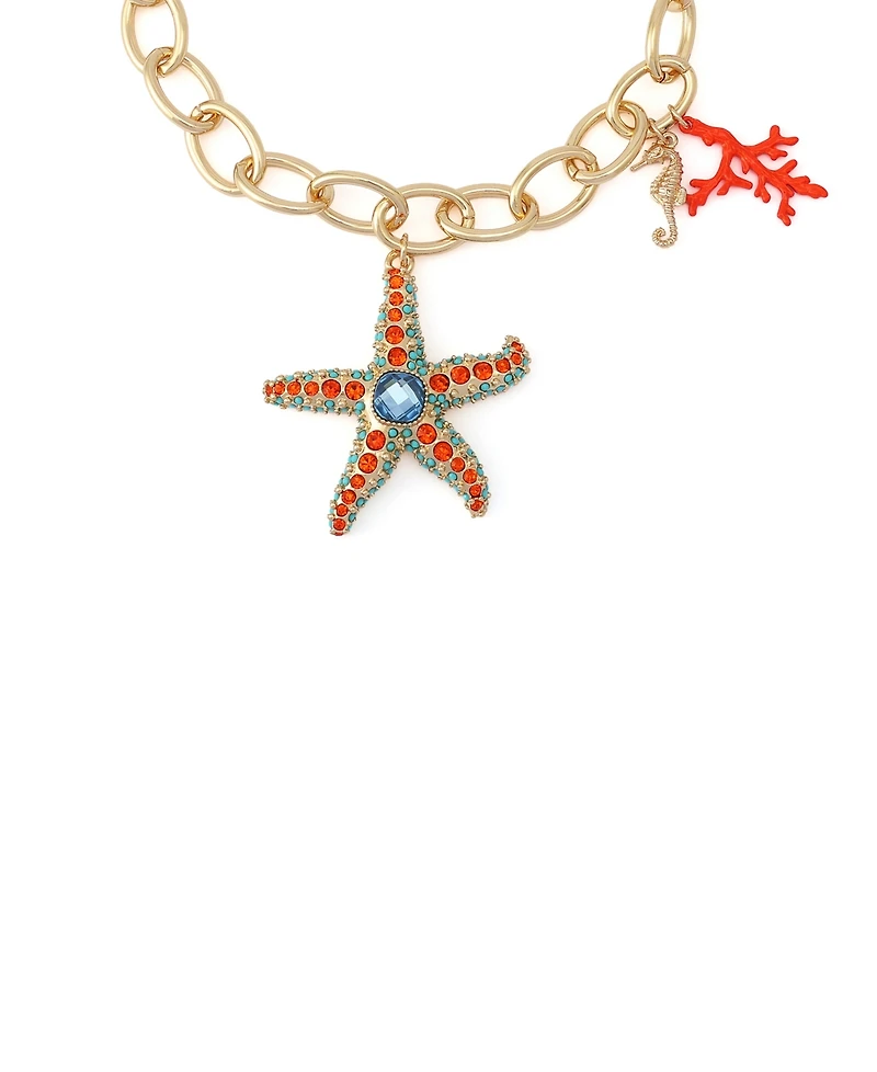 Betsey Johnson Faux Stone Starfish Pendant Necklace