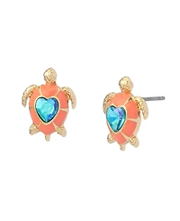 Betsey Johnson Faux Stone Cowabunga Turtle Stud Earrings