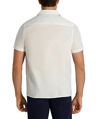 Karl Lagerfeld Paris Men's Regular Fit Short-Sleeve Floral Embroidered Shirt