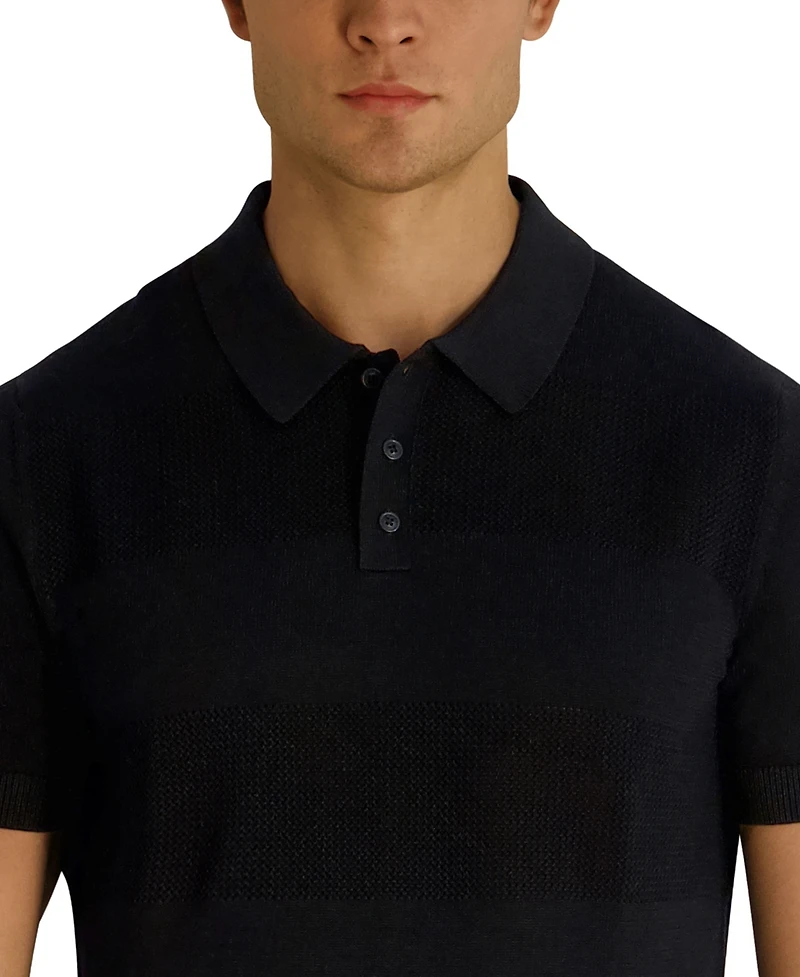 Karl Lagerfeld Paris Men's Short-Sleeve Regular-Fit Spread Collar Polo Sweater