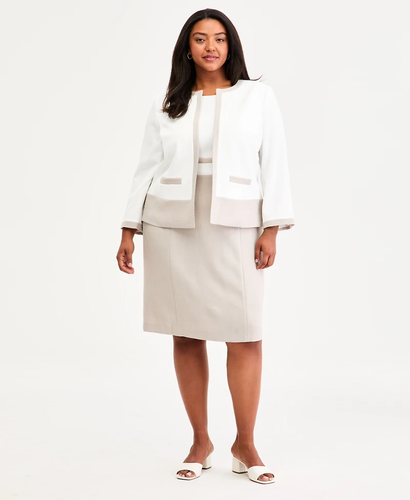 Kasper Plus Colorblocked Cardigan Jacket