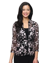 Alex Evenings Women's Sleeveless Tank and Embroidered Jacket Twinset