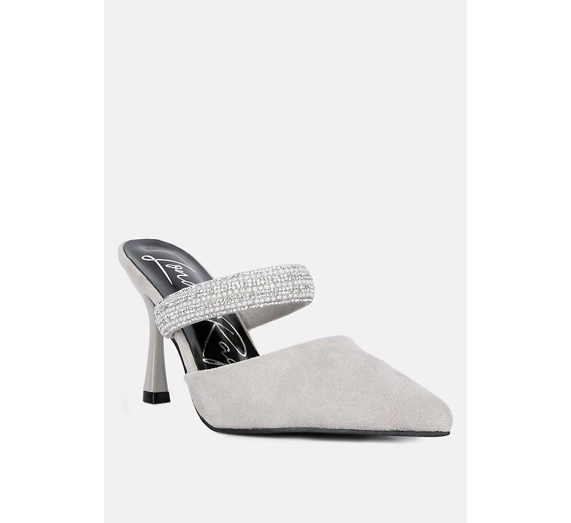 fauci diamante strap heeled mules